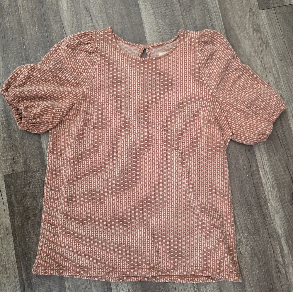 MADEWELL FLORAL JACQUARD PUFF SLEEVE TEE boho Cottagecore Coastal
